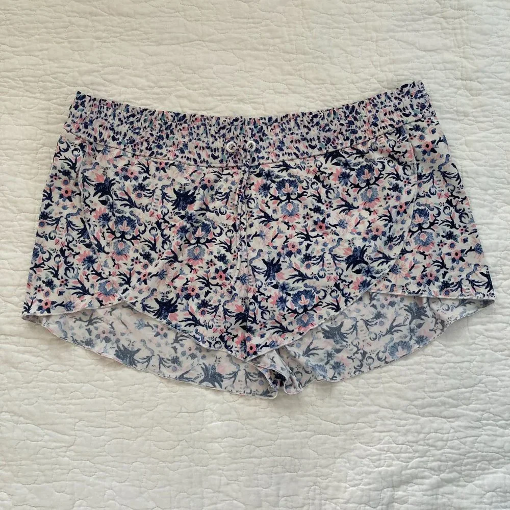 ATHLETA Tulip Wrap Front Swim Shorts with Built-in Bikini Briefs Navy White Pink - Picture 3 of 7